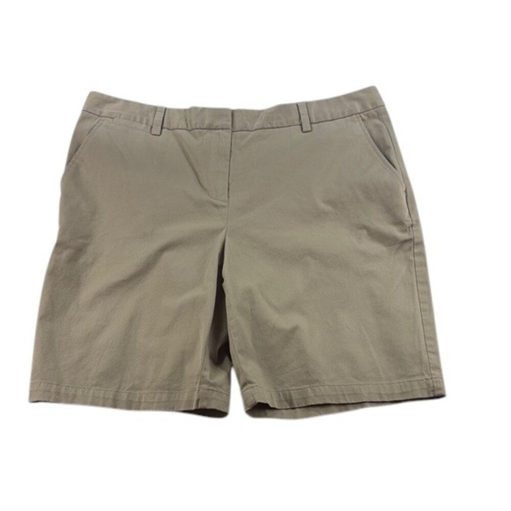 Land’s End Shorts Khaki Mid-Rise Cotton Size 18 - Picture 1 of 6